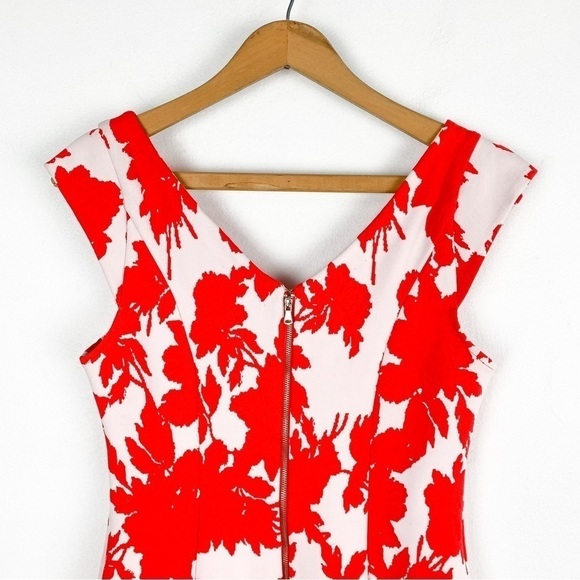 Yoana Baraschi Red Floral Body-Con Formal Cocktail Dress Sz 6 - Picture 4 of 9